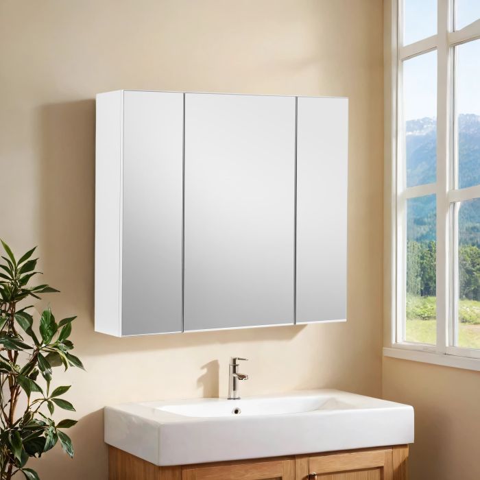Bathroom Wall Cabinet - MARDA Mirror Cabinet 3 Door - White