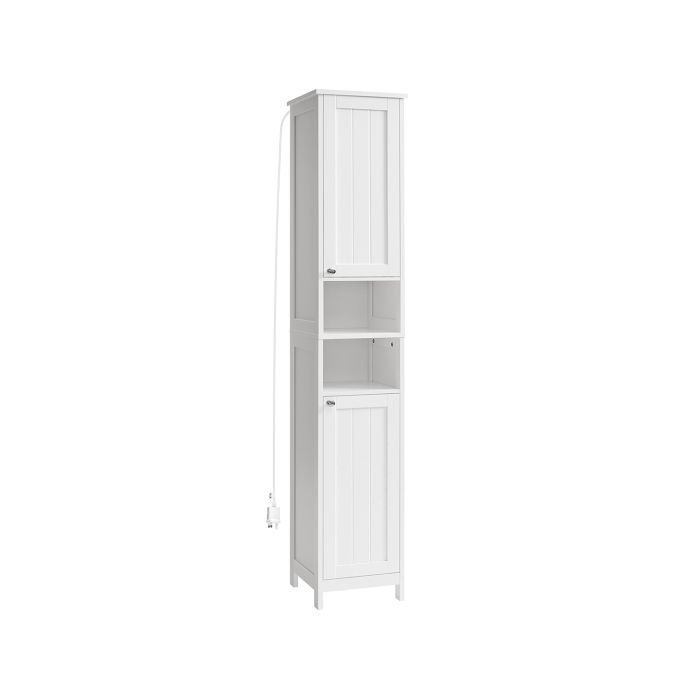 Slim Bathroom Cabinet with Lights Cloud White