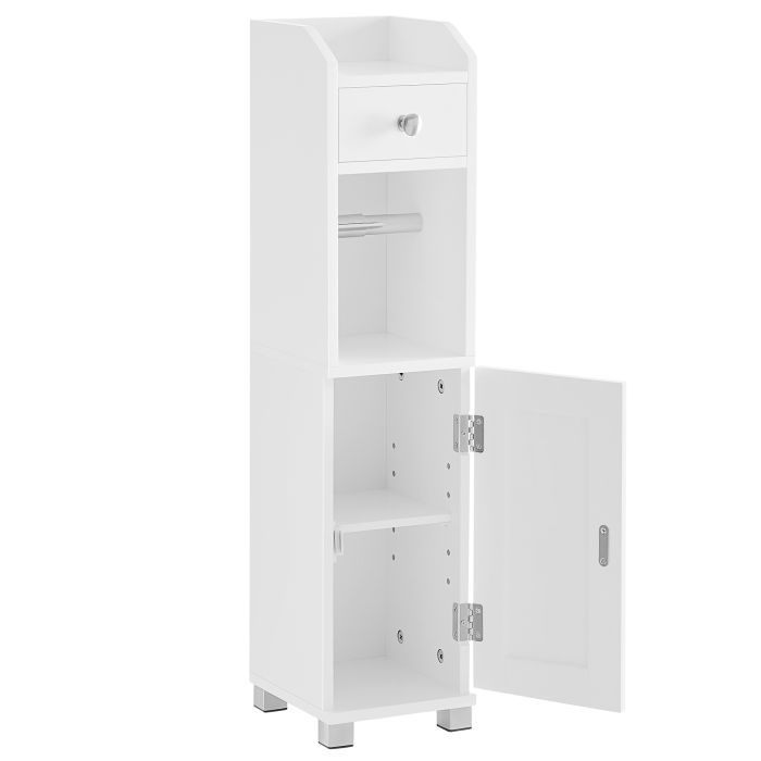 Bathroom Cabinet - VIVNOS Small Storage with Toilet Paper Holder - White