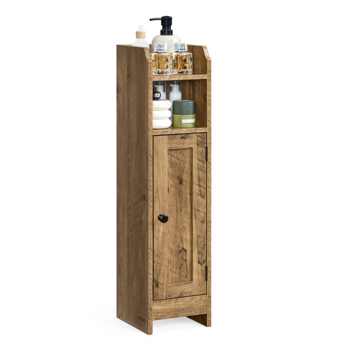 ARPYMU Bathroom Floor Cabinet with Shelves - Honey Brown