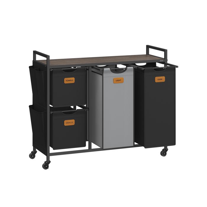 Laundry Hamper - ZARDA 150L 4 Compartment - Chestnut Brown