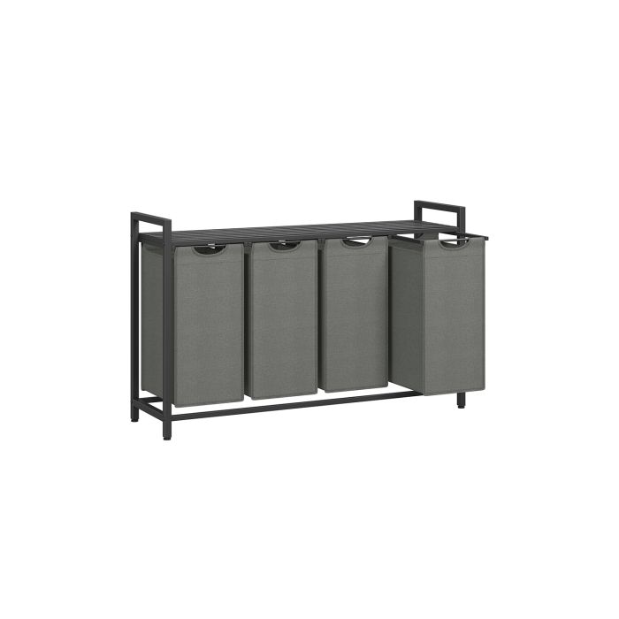 Laundry Basket - FINNA 4 Compartment with Divider - Black and Slate Grey