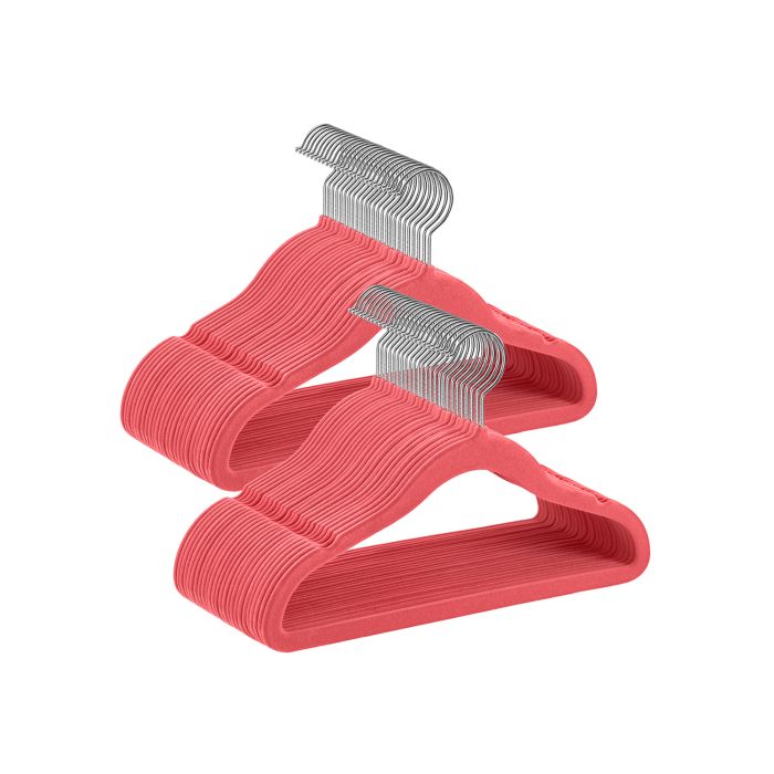 Baby Velvet Hangers - LUMZA Pack of 50 Slim Non-Slip Hangers - Strawberry Red