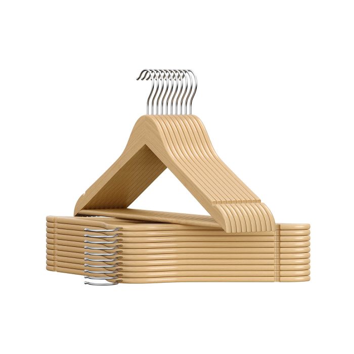 Wooden Hangers - MODDA Non-Slip Pants Bar Hangers with Spin Swivel Hook - Beige