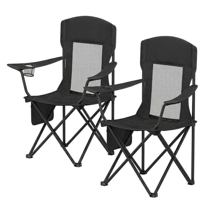 ASTOKE Set of 2 Foldable Camping Chairs - Black
