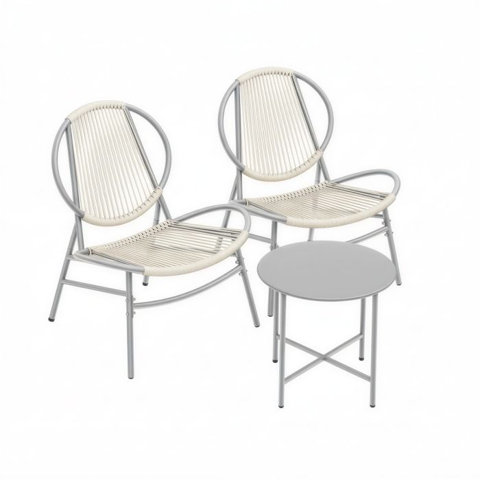 ELDDALE 3-Piece Patio Bistro Furniture Set with Acapulco Chairs - Dove Grey