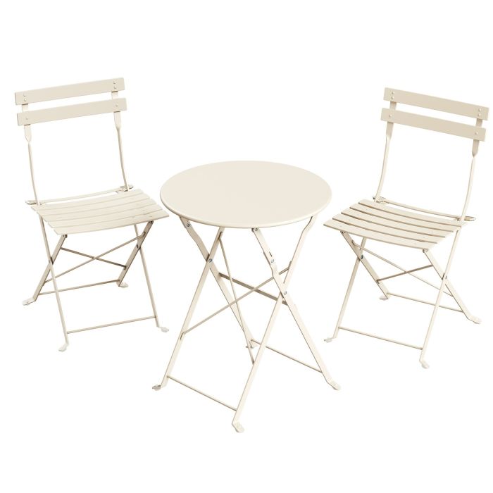DALDALE 3-Piece Folding Patio Bistro Furniture Set - Beige