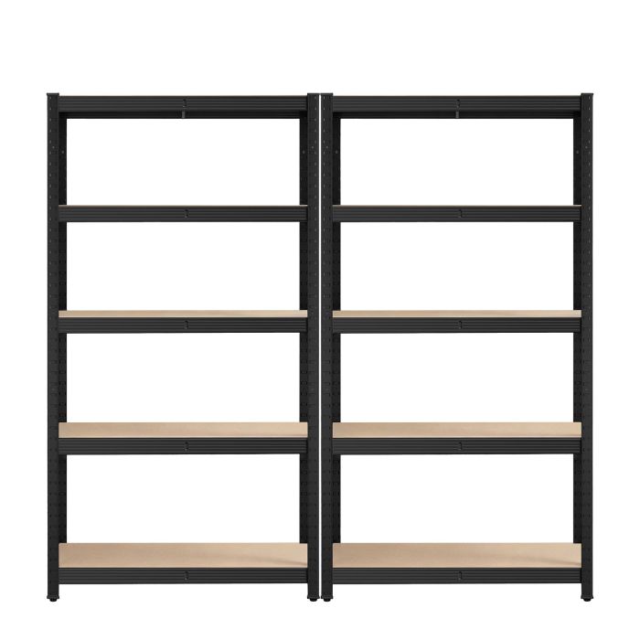 ASXETA Set of 2 Garage Shelving Units 5 Tier - Brown and Black