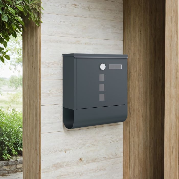 Mailbox - FIORIA Wall Mounted Letterbox for Gate - Dark Grey