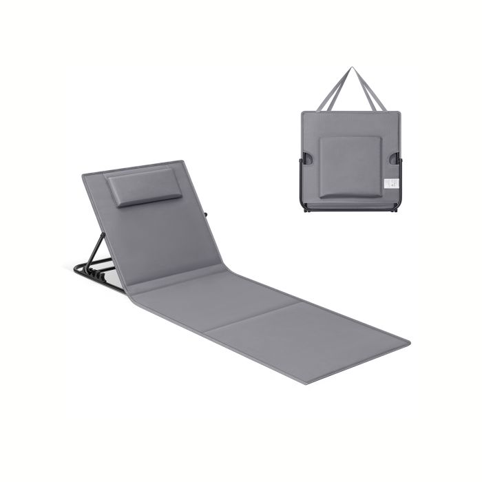 Beach Sunlounger - SERRIA Folding Portable Sunlounger with Handle - Slate Grey