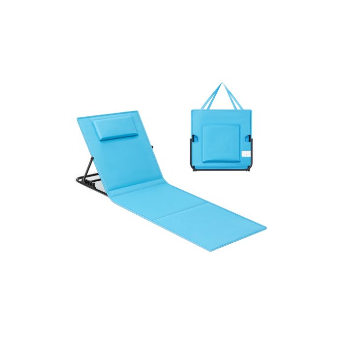 Beach Sunlounger - SERRIA Folding Sunlounger with Handle 158 x 55 cm - Sky Blue