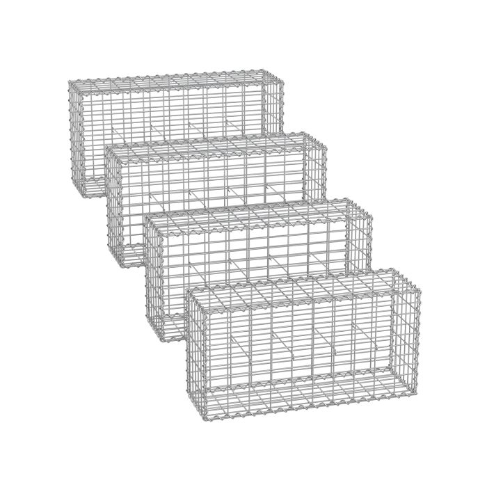 Gabion Cage - VELRAH Metal Stone Cage - 100 x 50 x 30 cm - Silver
