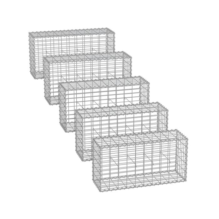 Gabion Cage - ZARNA Metal Stone Cage - 100 x 50 x 30 cm - Silver
