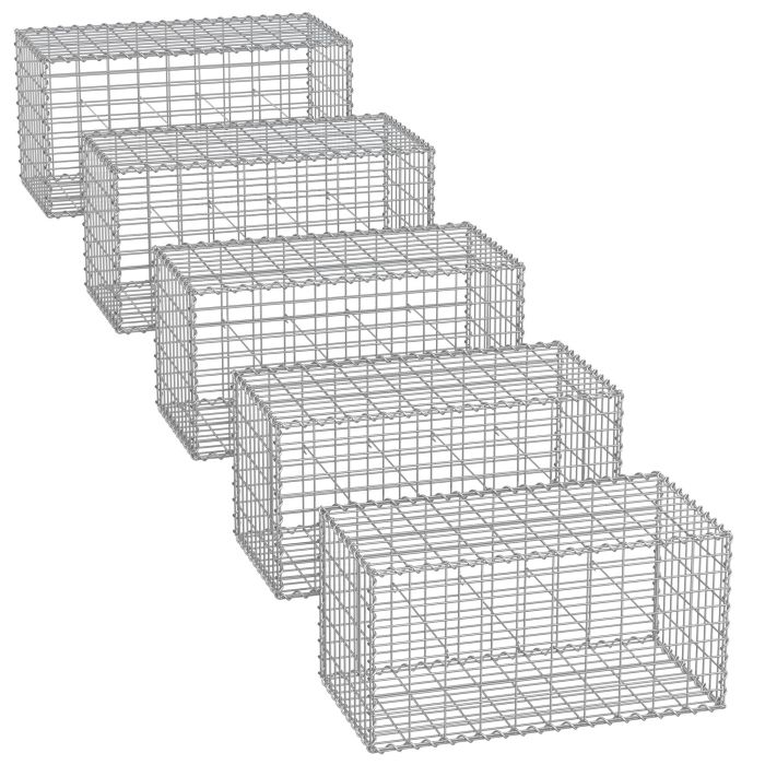 Gabion Cage - ZARNA Metal Stone Cage - 100 x 50 x 50 cm - Silver