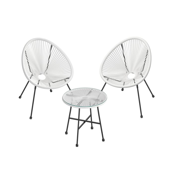 Garden Furniture Set - SERNZA 3 Piece Patio Set - White