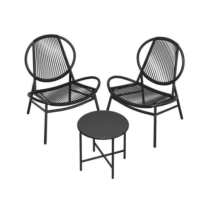 Garden Bistro Set - SERNZA 3 Piece Outdoor Furniture Set - Black