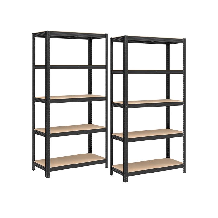 Shelving Units - TARLIA Set of 2 Heavy Duty Shelving Units Load Capacity 875 kg - Black