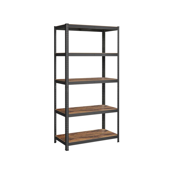 Shelving Unit - TARLIA 5 Tier Shelving Unit Rustic Brown and Black - Black and Rustic Brown