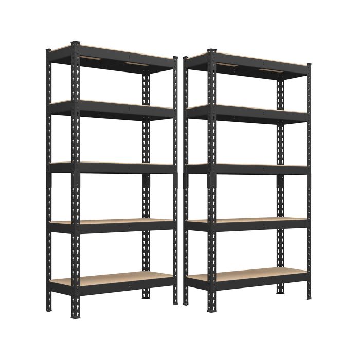 Shelving Units - VELTA Set of 2 5 Tier Storage 875 kg Load 30 x 75 x 150 cm - Black