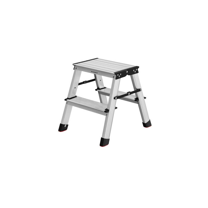Ladder - LUMVA 2-Step Aluminium Folding Ladder - Black Silver Grey