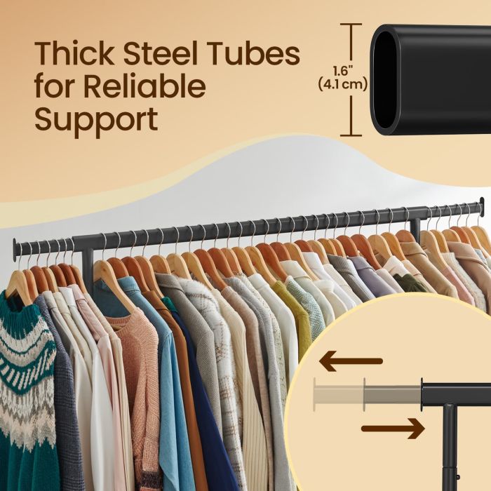 Clothes Rack - TARVA Heavy Duty Extendable Clothes Rack with Wheels - Black