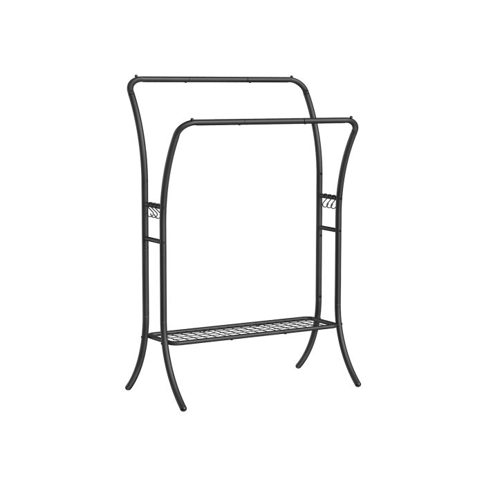 Clothes Rail - FIONIA Double Rod Metal Clothes Rack - Black