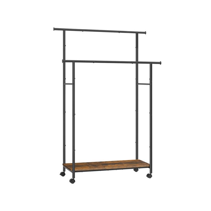 Clothes Rack - FIONIA Double-Rod Rustic Brown and Black