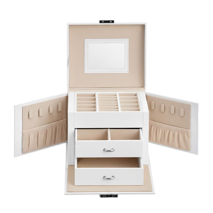 BEPIRO Travel Jewellery Case with Mirror - White