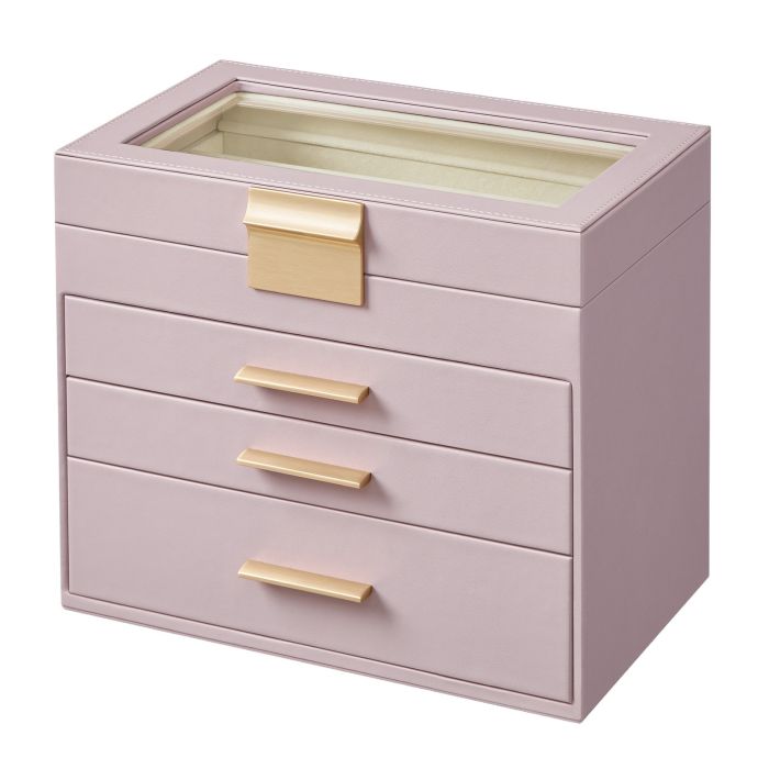 BEREVE 4 Tier Jewellery Box with Glass Lid - Light Purple