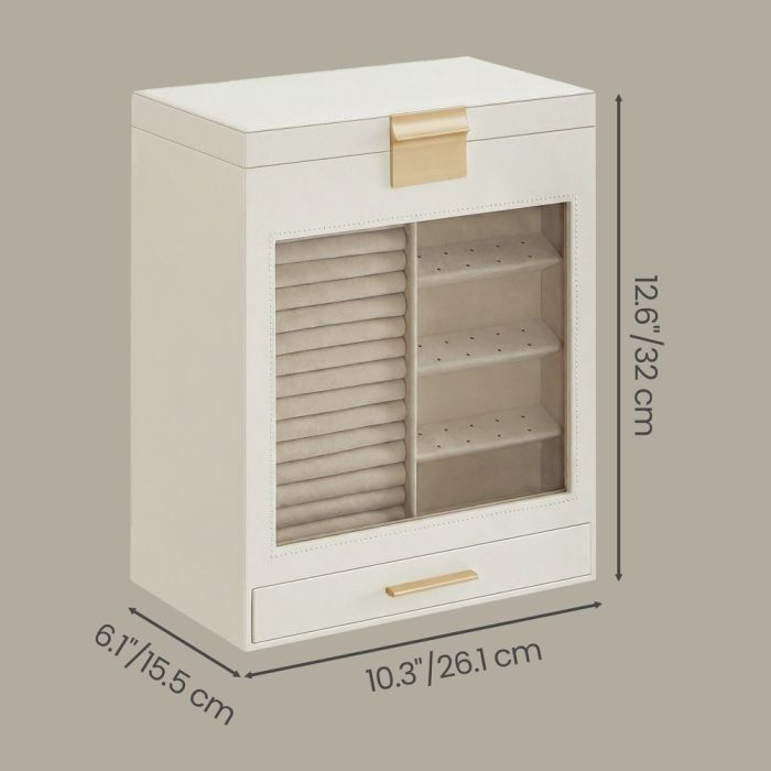 BETYTA 5 Layer Jewellery Box with Glass Lid - White