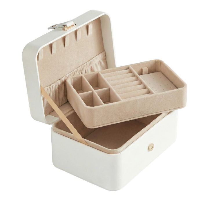 BRONTE Portable Travel Jewellery Box - White