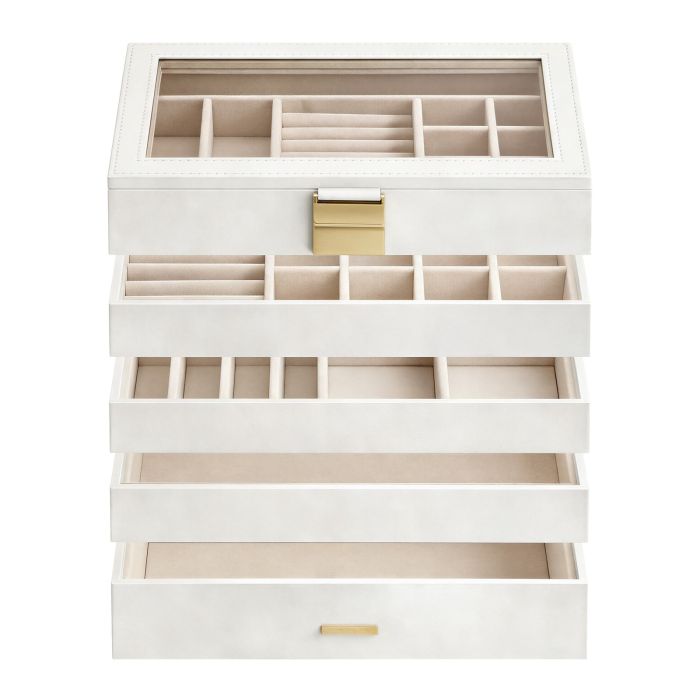 BISENA 5 Tier Jewellery Organiser Box - White