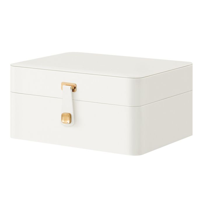 BITAKE 2 Layer Jewellery Storage Case with Mirror - White