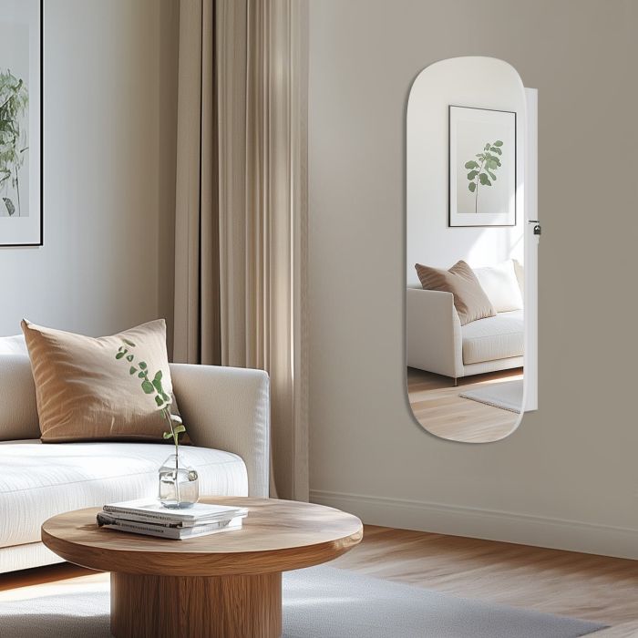 Jewellery Cabinet - VERRIA Lockable LED Organizer Wall or Door Mounted - White