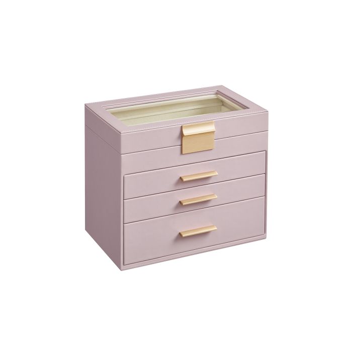 Jewellery Box - ARCVA 4 Tier Organizer Faux Leather with Gold Accents - Lavender Purple