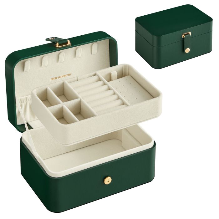Jewellery Box - ARCVA 2-Layer Storage for Larger Accessories - Forest Green