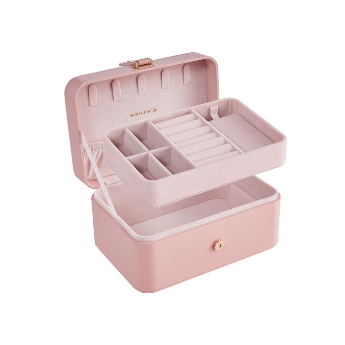 Jewellery Box - ARCVA 2-Layer Portable Organizer 11 x 16 x 8 cm - Jelly Pink