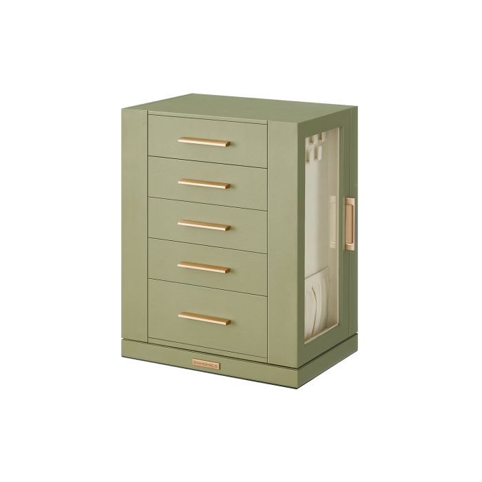 Jewellery Box - ARCVA Spin Rotating Organizer 5 Drawer - Laurel Green