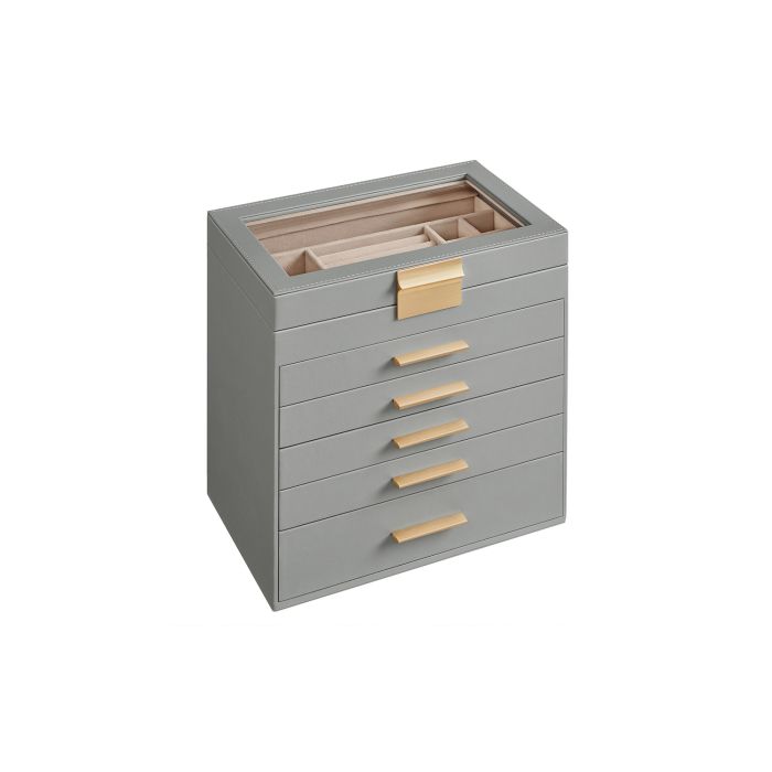 Jewellery Box - ARCVA 6 Tier Organizer with Lid - Dove Grey