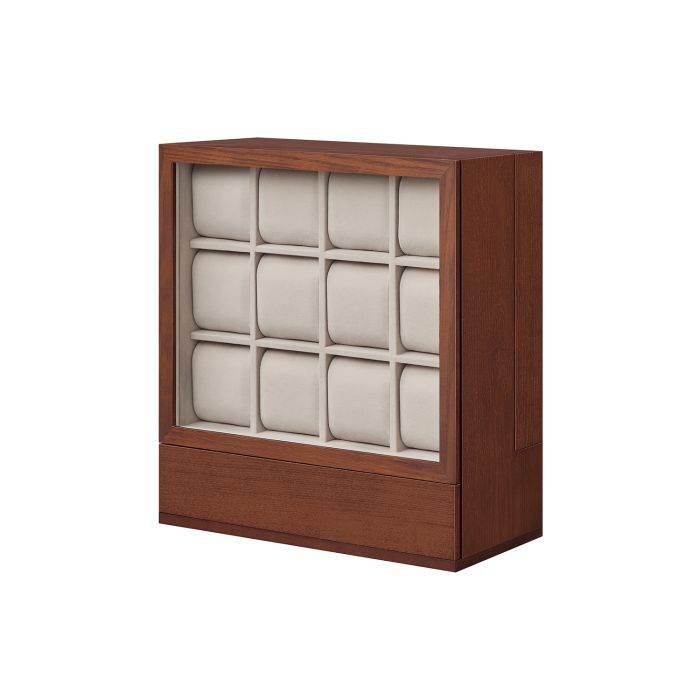 12-Slot Wooden Vertical Watch Box Coffee Brown