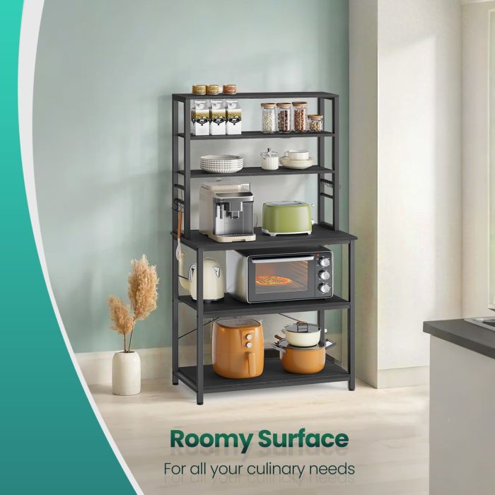 CACEDI 6 Tier Kitchen Baker's Rack - Charcoal Grey and Black