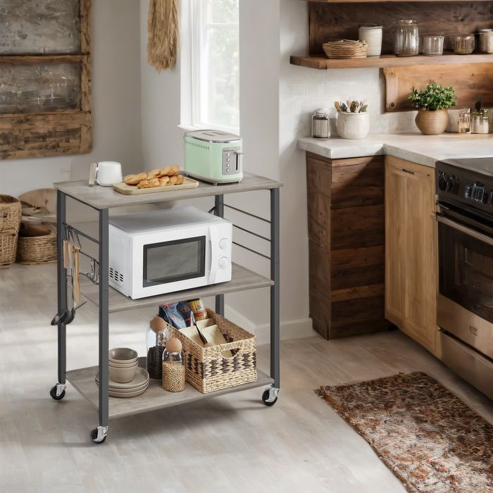 CAMEPO 3 Tier Kitchen Trolley with Wheels - Caramel Brown
