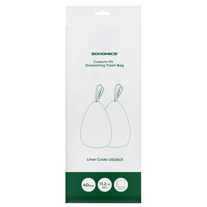 CANOTA Drawstring Bin Bags for 50L Kitchen Bins - White