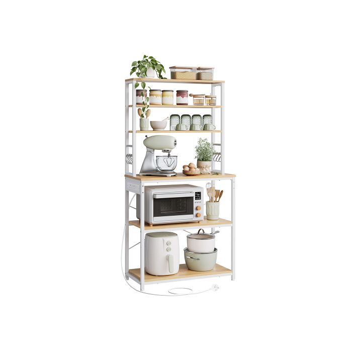 Baker Rack - MARTA Power Outlet Storage Shelves - Golden Oak