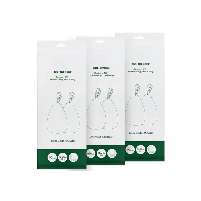 50L Drawstring Rubbish Bags 2 Rolls 40 Pieces