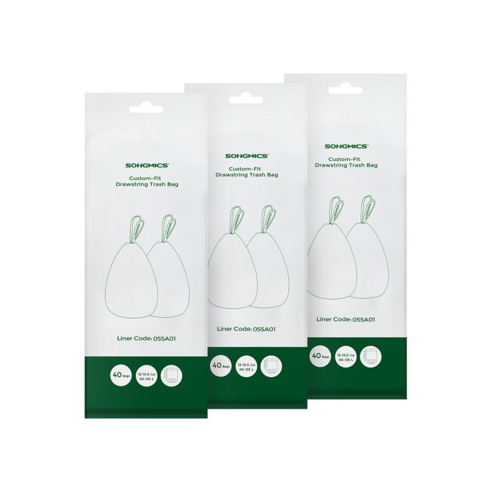 45-55L Drawstring Rubbish Bags 3 Rolls 120 Pieces