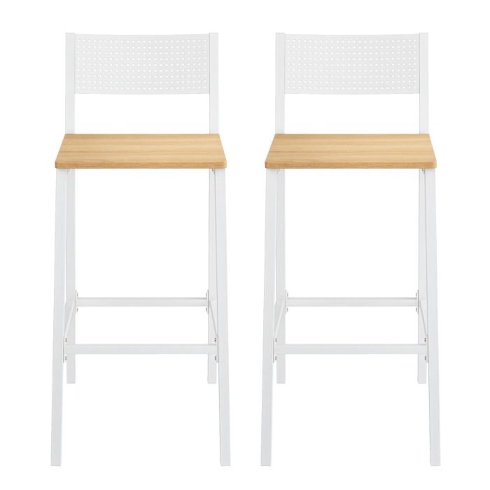 FOXDENN Bar Stool Set of 2 - White and Brown