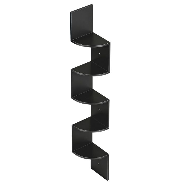 CLLISA 5 Tier Floating Corner Bookcase - Black