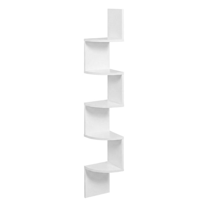 CLLISA 5 Tier Floating Corner Bookcase - White