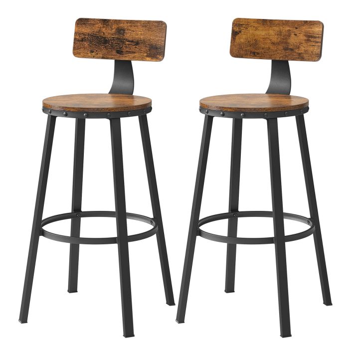 FOXDENN Tall Kitchen Bar Stool Set of 4 - Brown and Black